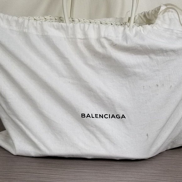 Balenciaga Tresse Calf Fringed Off White Leather Tote - Picture 13 of 13